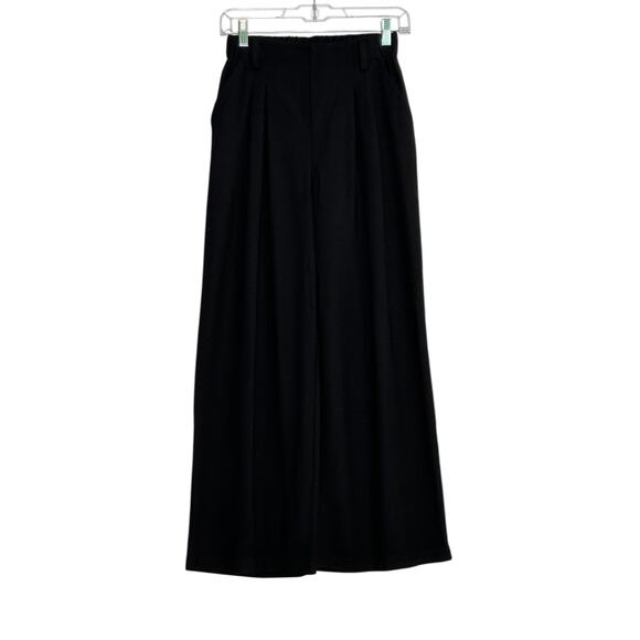 Black high waisted wide legs pleated pants size XSP - Picture 6 of 8